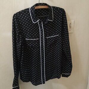 Ann Taylor Black and White Polka Dot Blouse